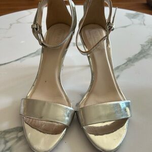 Ted Baker Metallic Silver Ankle Strap Heels
